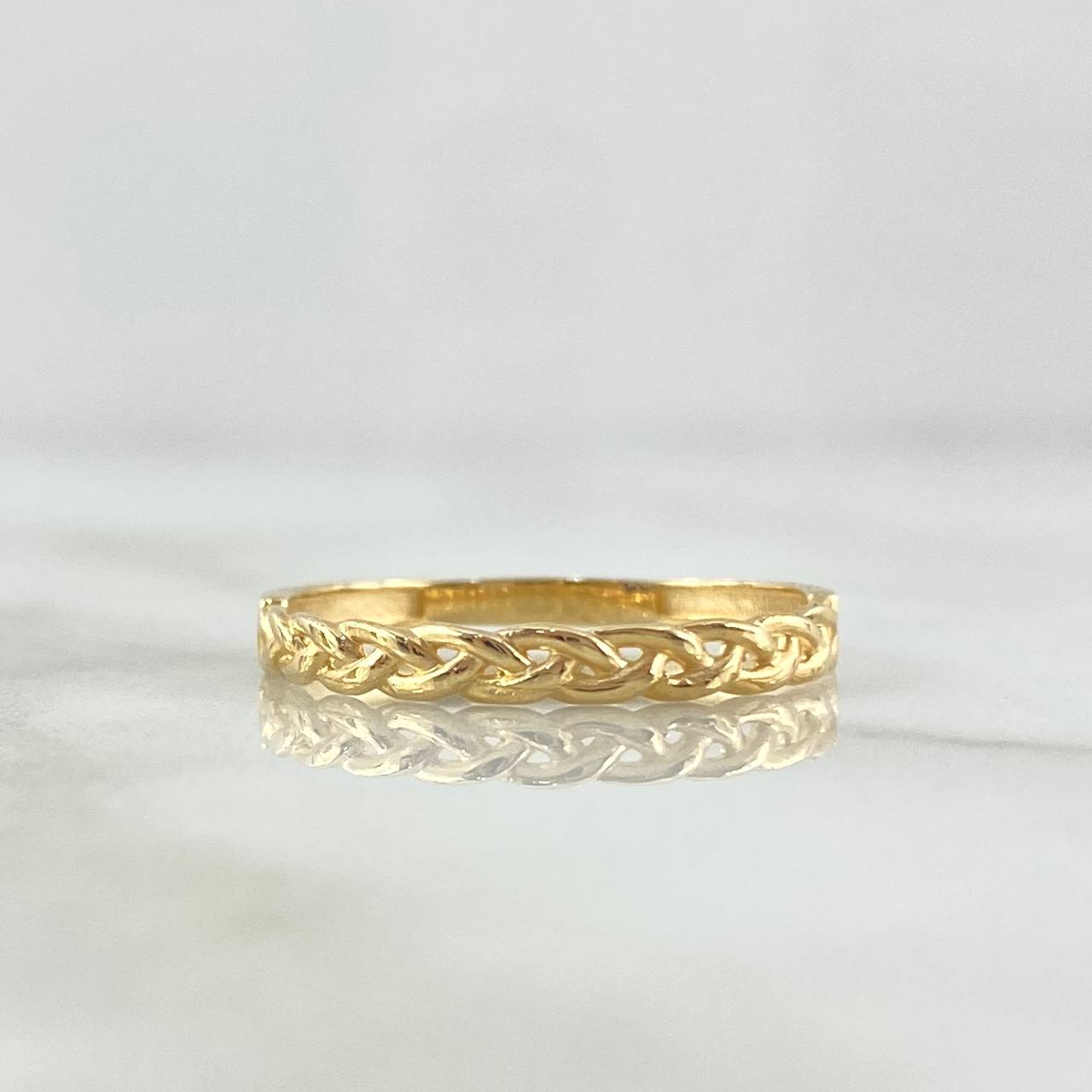 Anillo Trenzado 1.35gr / T4 3/4 / Liso Oro Amarillo 18K *