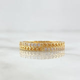 Half Cuban Link Ring Churumbela 2.7gr / Size 7 3/4 / White Zircons 18K Yellow Gold