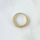 Half Cuban Link Ring Churumbela 2.7gr / Size 7 3/4 / White Zircons 18K Yellow Gold