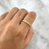 Half Cuban Link Ring Churumbela 2.7gr / Size 7 3/4 / White Zircons 18K Yellow Gold