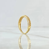 Half Cuban Link Ring Churumbela 2.7gr / Size 7 3/4 / White Zircons 18K Yellow Gold