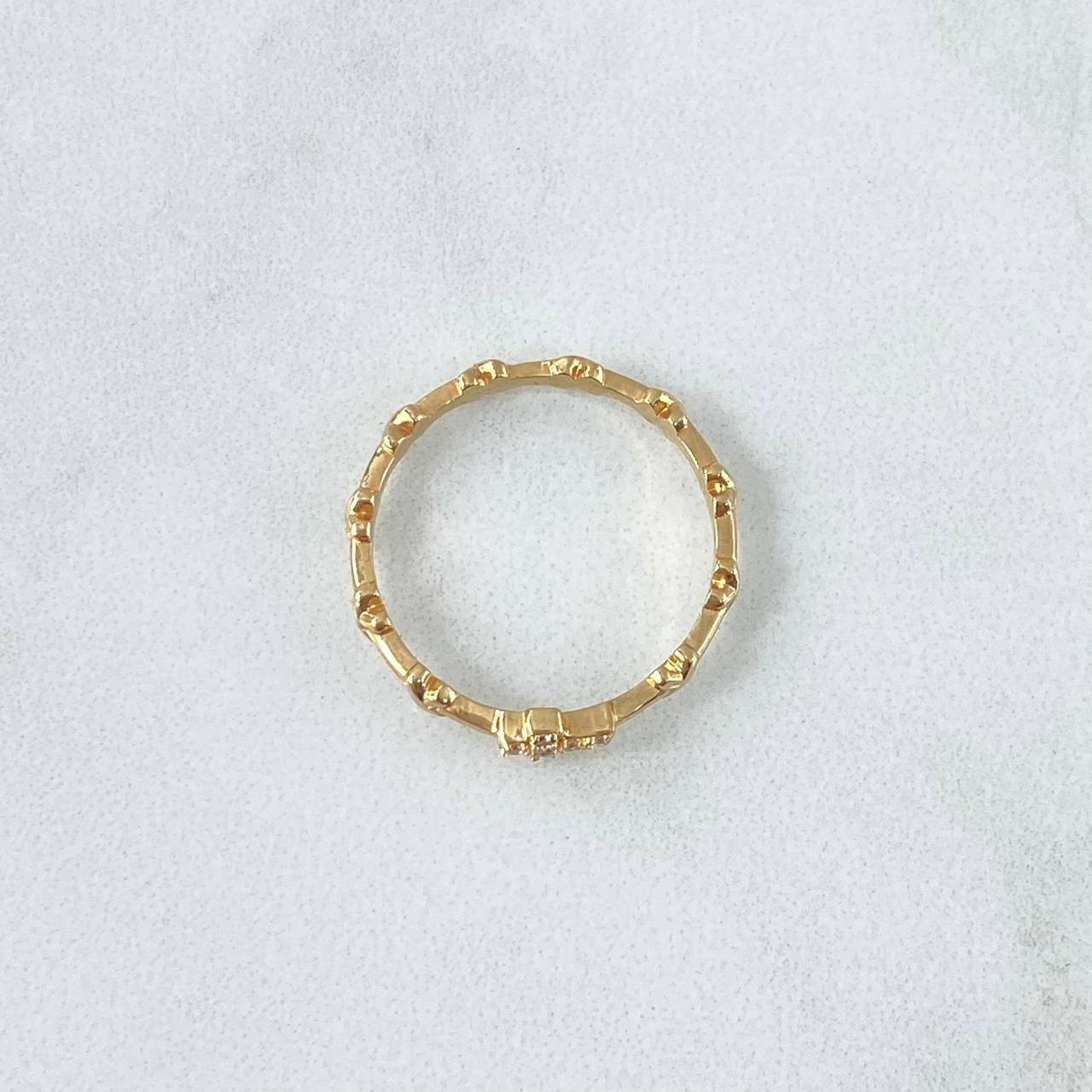 Crossed Cross Ring 1.75gr / Size 7 1/4 / White Zircons 18K Yellow Gold *
