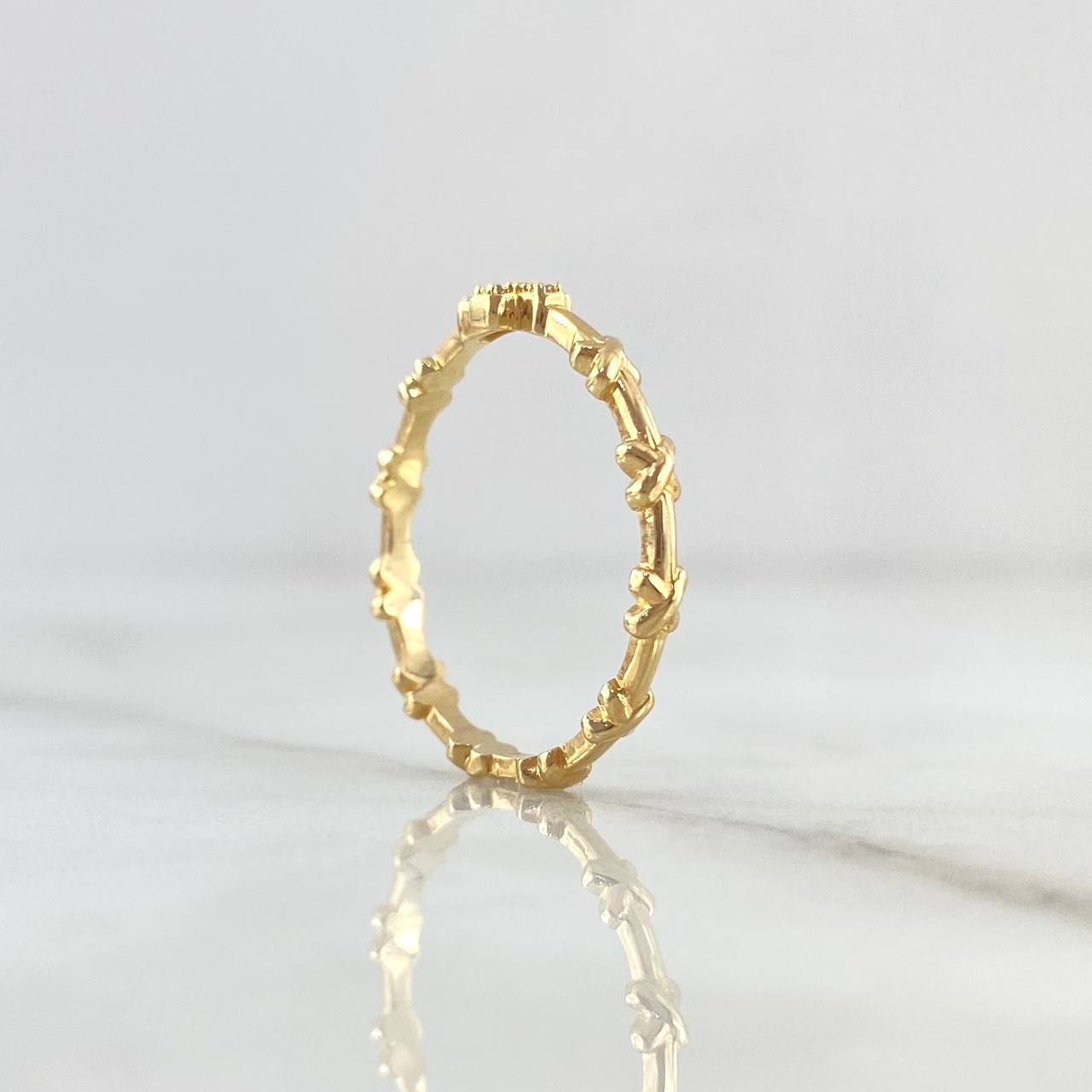 Crossed Cross Ring 1.75gr / Size 7 1/4 / White Zircons 18K Yellow Gold *