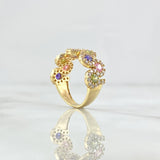 Dense Wave Ring 4.55gr / Size 7 / Colored Zircons 18K Yellow Gold