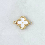 Charm Clover VCyA 0.95gr / 2cm / Diamond Cut White Resin 18K Yellow Gold *