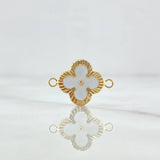 Herraje Trebol VCyA 1gr / 2cm / Diamantado Resina Blanca Oro Amarillo 18K