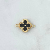 Herraje Trebol VCyA 0.95gr / 2cm / Diamantado Resina Negra Oro Amarillo 18K ©