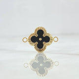Herraje Trebol VCyA 0.95gr / 2cm / Diamantado Resina Negra Oro Amarillo 18K ©
