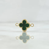 Charm Clover VCyA 0.55gr / 1.5cm / Dotted Edge Green Resin Yellow Gold 18K ©
