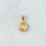 Pendant Letter J Round 0.4gr / 1.5cm / Edged-Die-Cut-Smooth Edge 18K Yellow Gold Charger