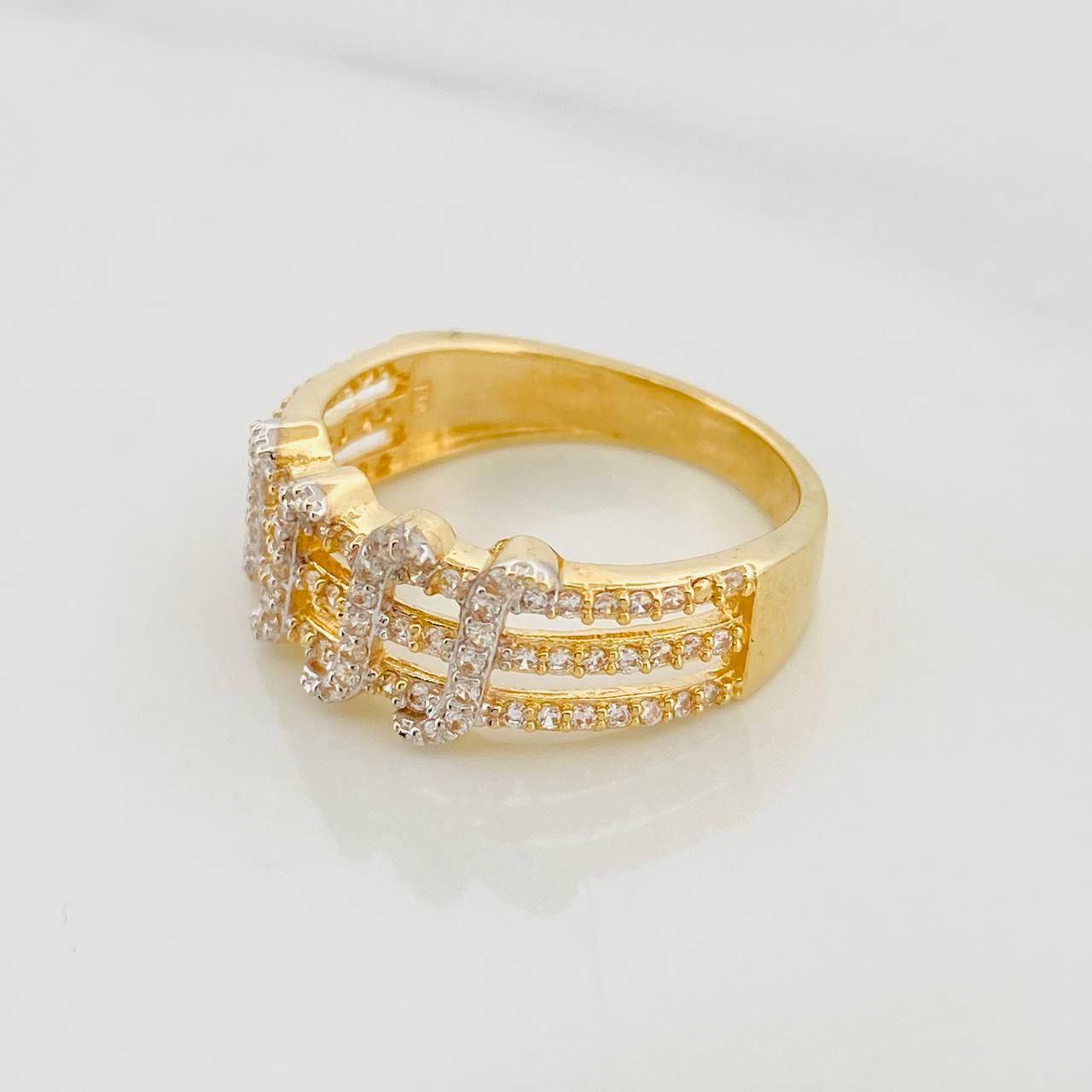 Anillo Banda Ancha 4.35g / T7 1/2 Dos Oros Amarillo Blanco 18K