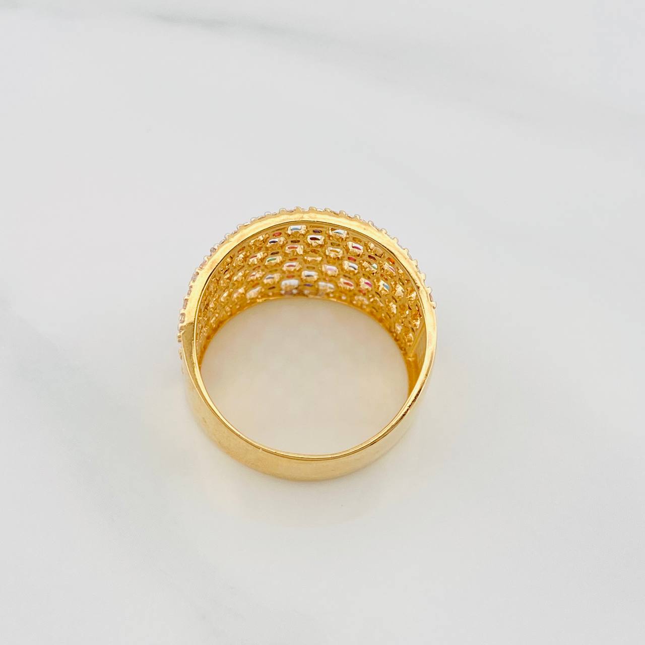 Anillo Malla Colores 5.7g / T8 1/4 Dos Oros Amarillo Blanco 18K