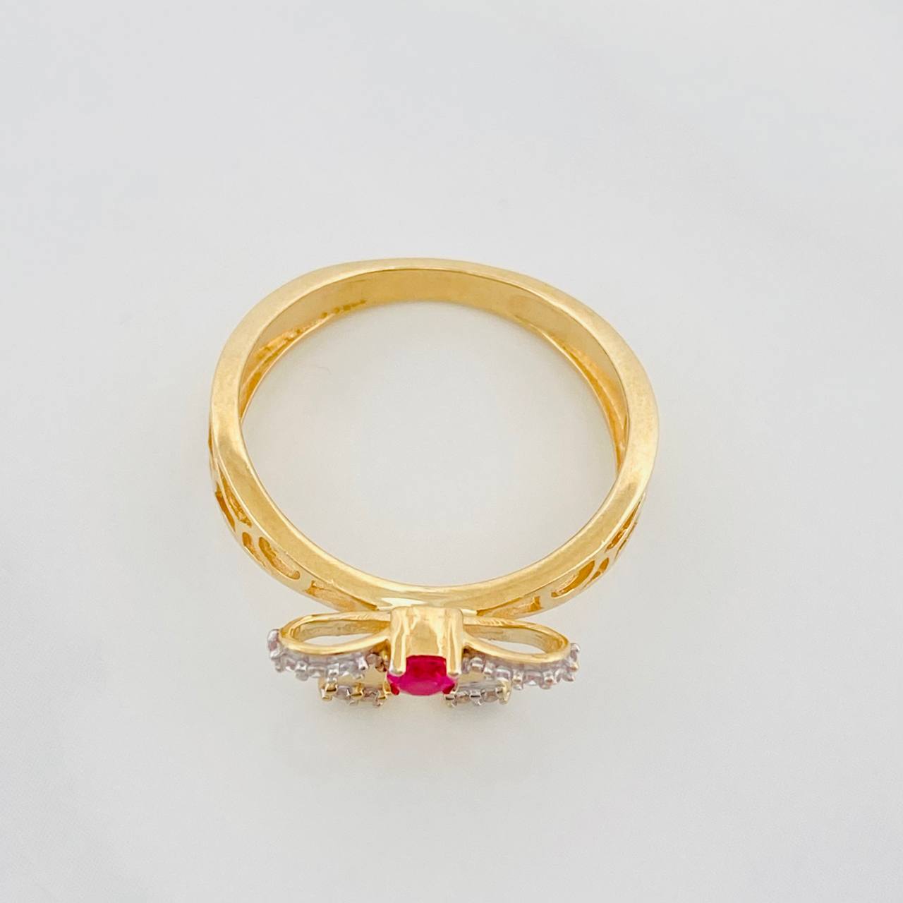 Anillo Moño 3.1g / T7 Dos Oros Amarillo Blanco 18K