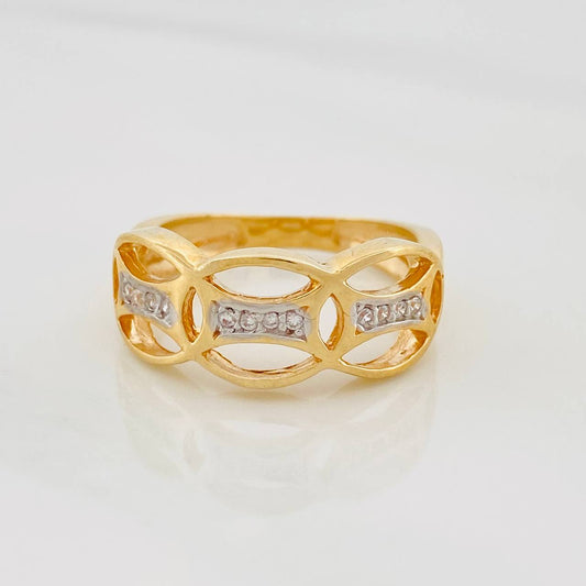Oval Ring 3.5g / Size 6 1/4 Two-Tone Yellow and White Gold 18K