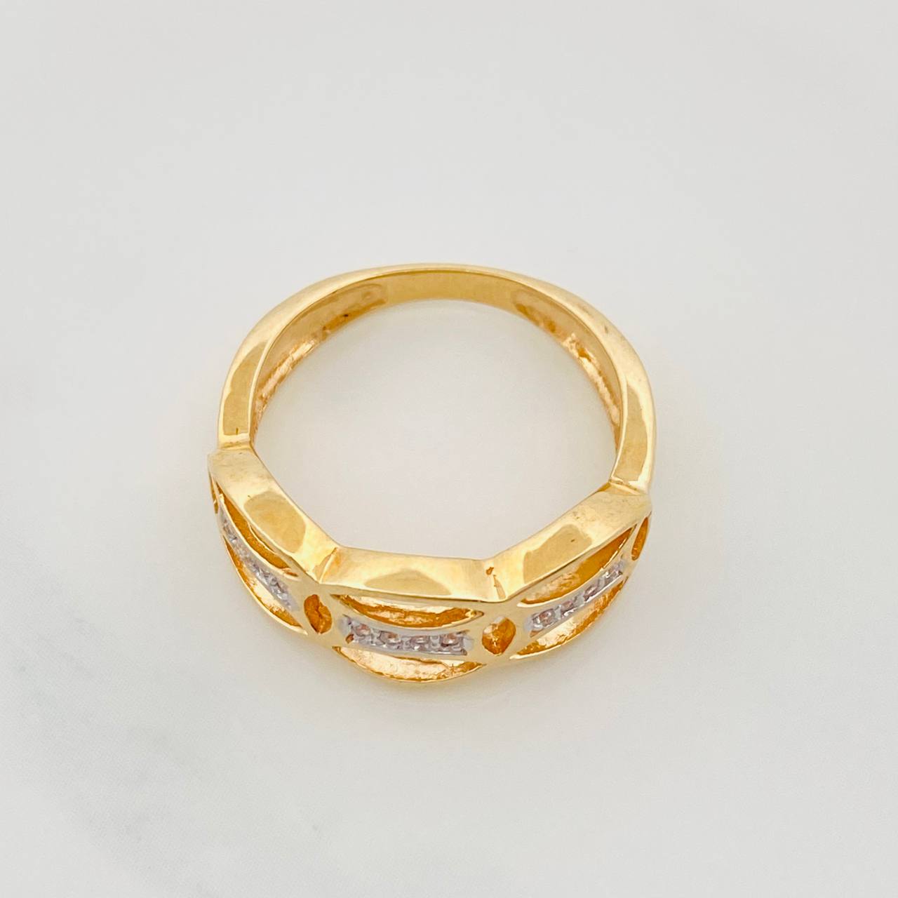 Anillo Ovalos 3.5g / T6 1/4 Dos Oros Amarillo Blanco 18K