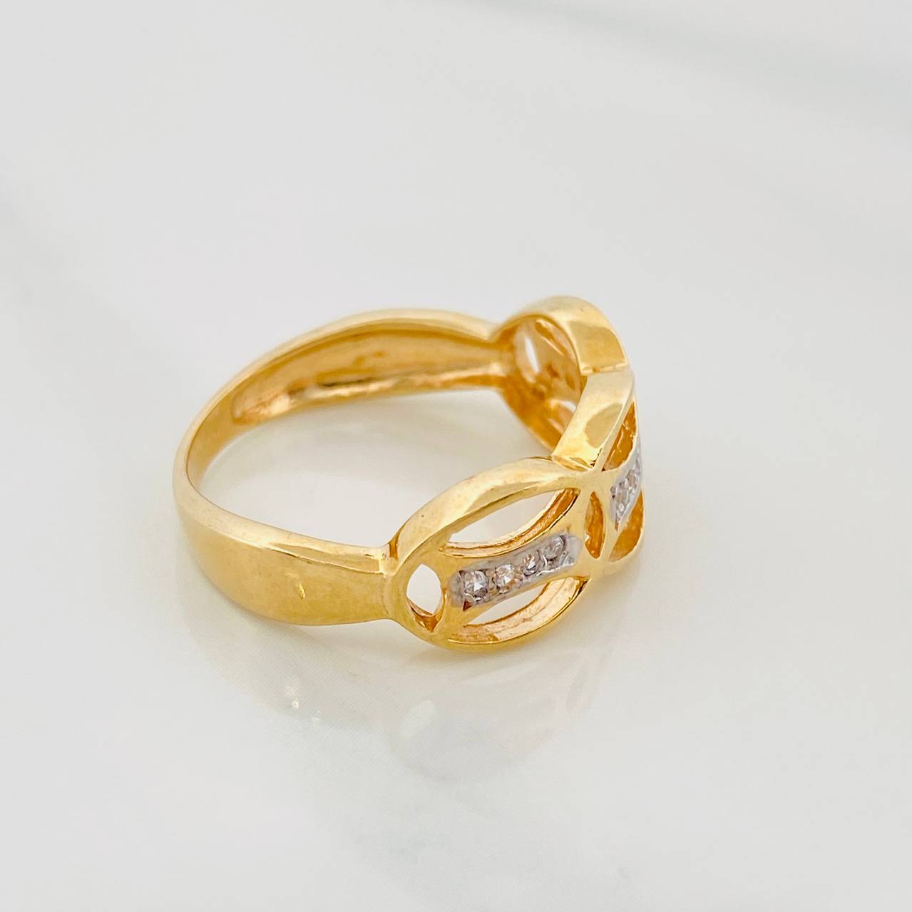 Anillo Ovalos 3.5g / T6 1/4 Dos Oros Amarillo Blanco 18K