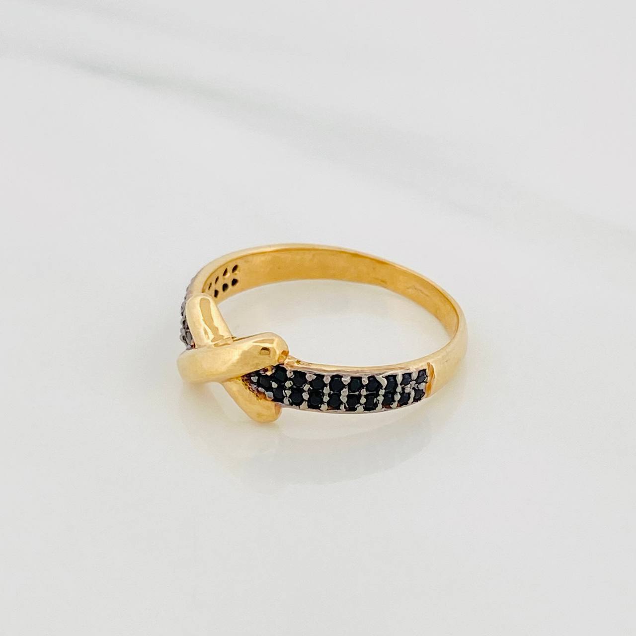 Anillo X 2.55g / T6 3/4 Dos Oros Negro Amarillo 18K