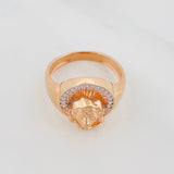 Anillo Rostro Cristo 3.8g / T6 Dos Oros Blanco Rosa 18K