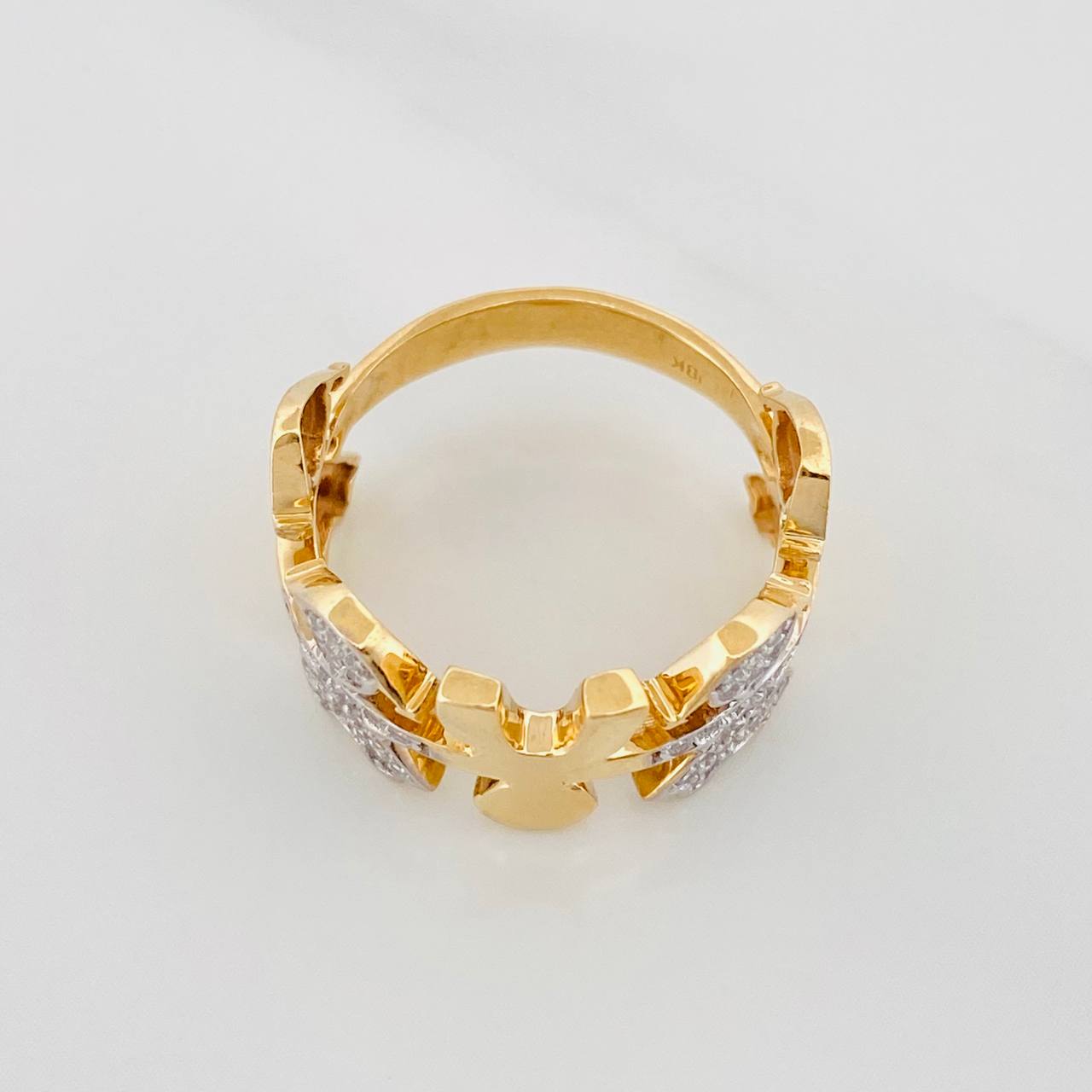 Anillo Niños 4.1g / T7 Dos Oros Amarillo Blanco 18K