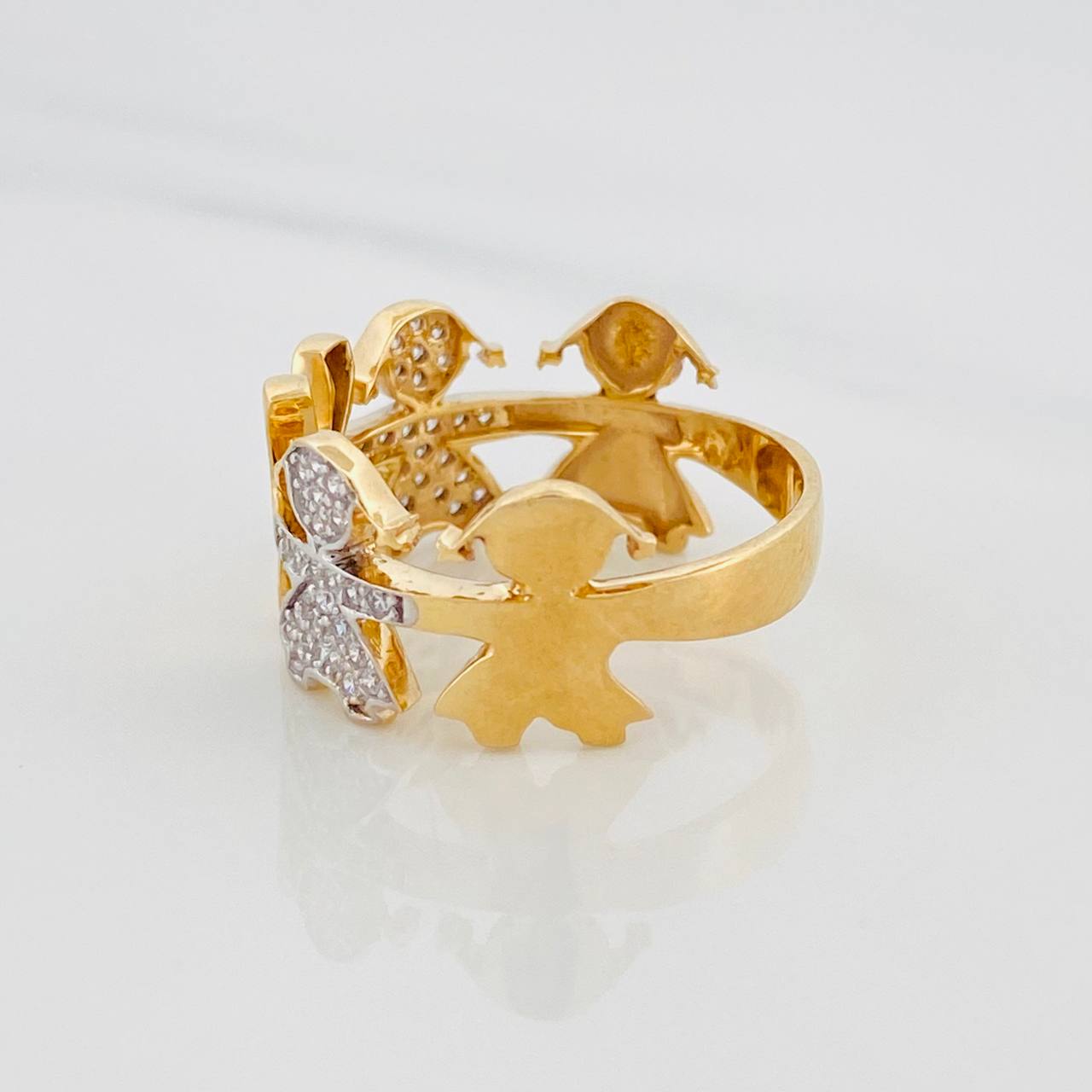 Anillo Niños 4.1g / T7 Dos Oros Amarillo Blanco 18K