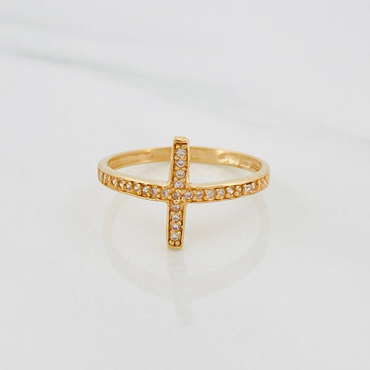 Anillo Cruz 1.75g / T7 1/2 Oro Amarillo 18K