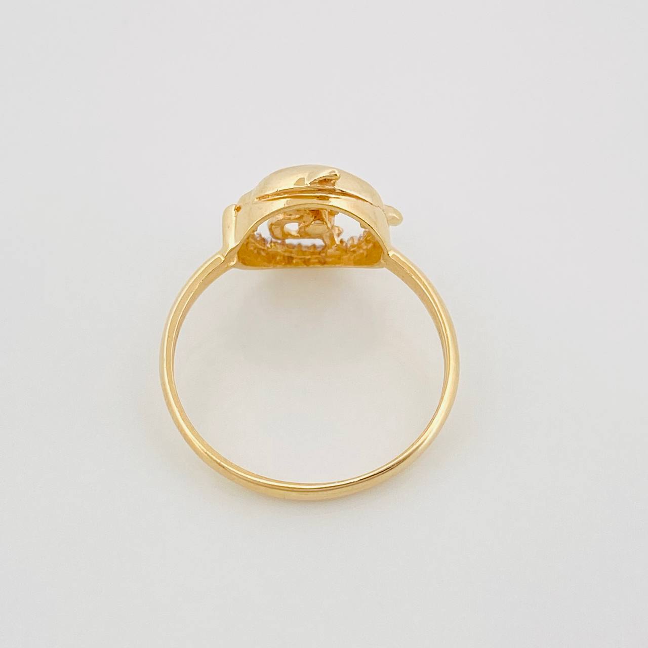 Anillo 15 's Delfín 2.2g / T6 1/2 Dos Oros Amarillo Blanco 18K