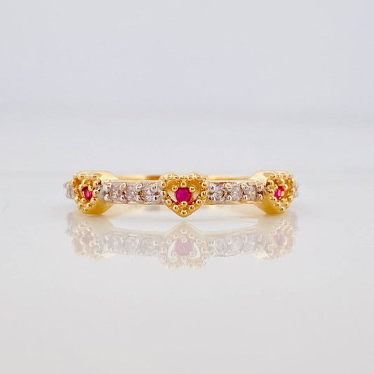 Hearts Ring 2.05g / Size 6 3/4 Two-Tone Yellow White Gold 18K