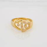 Anillo Silueta Corazón Doble 3.3g / T7 3/4 Oro Amarillo 18K