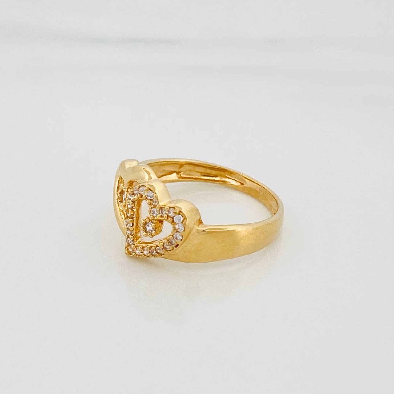 Anillo Silueta Corazón Doble 3.3g / T7 3/4 Oro Amarillo 18K