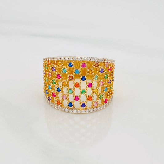 Mesh Ring Colors 5.7g / Size 8 1/4 Two-Tone Yellow and White Gold 18K
