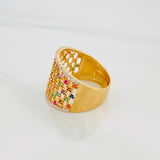Anillo Malla Colores 5.7g / T8 1/4 Dos Oros Amarillo Blanco 18K