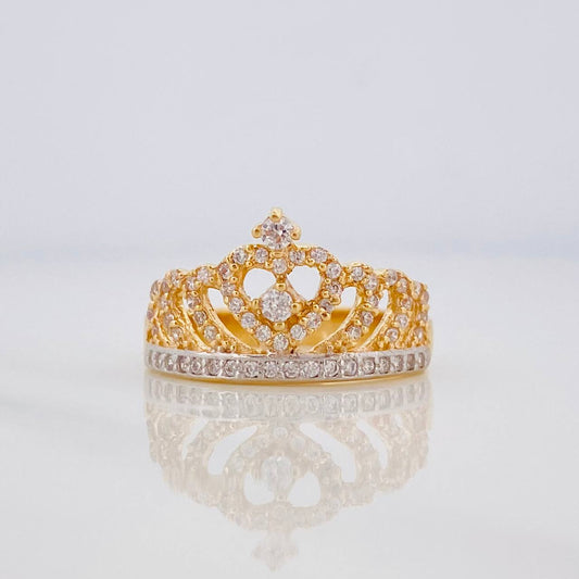Crown Ring 3.6g / Size 7 Two-Tone Yellow and White Gold 18K