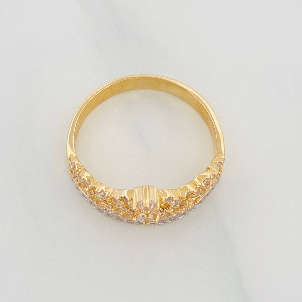 Anillo Corona 3.6g / T7 Dos Oros Amarillo Blanco 18K