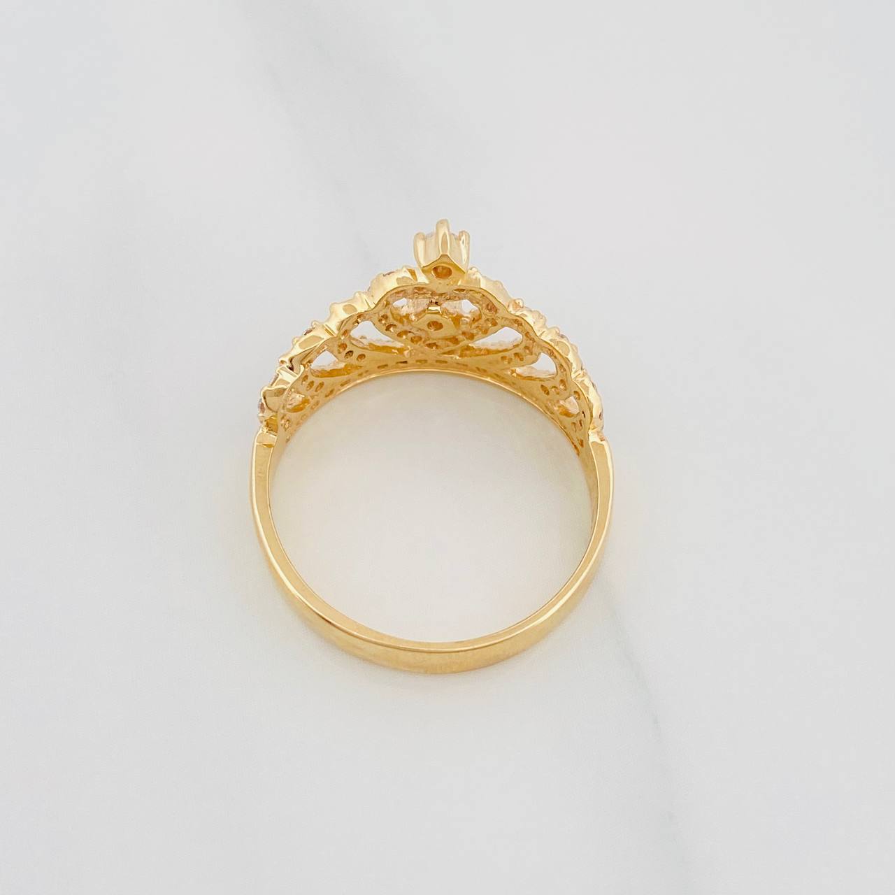 Anillo Corona 3.6g / T7 Dos Oros Amarillo Blanco 18K