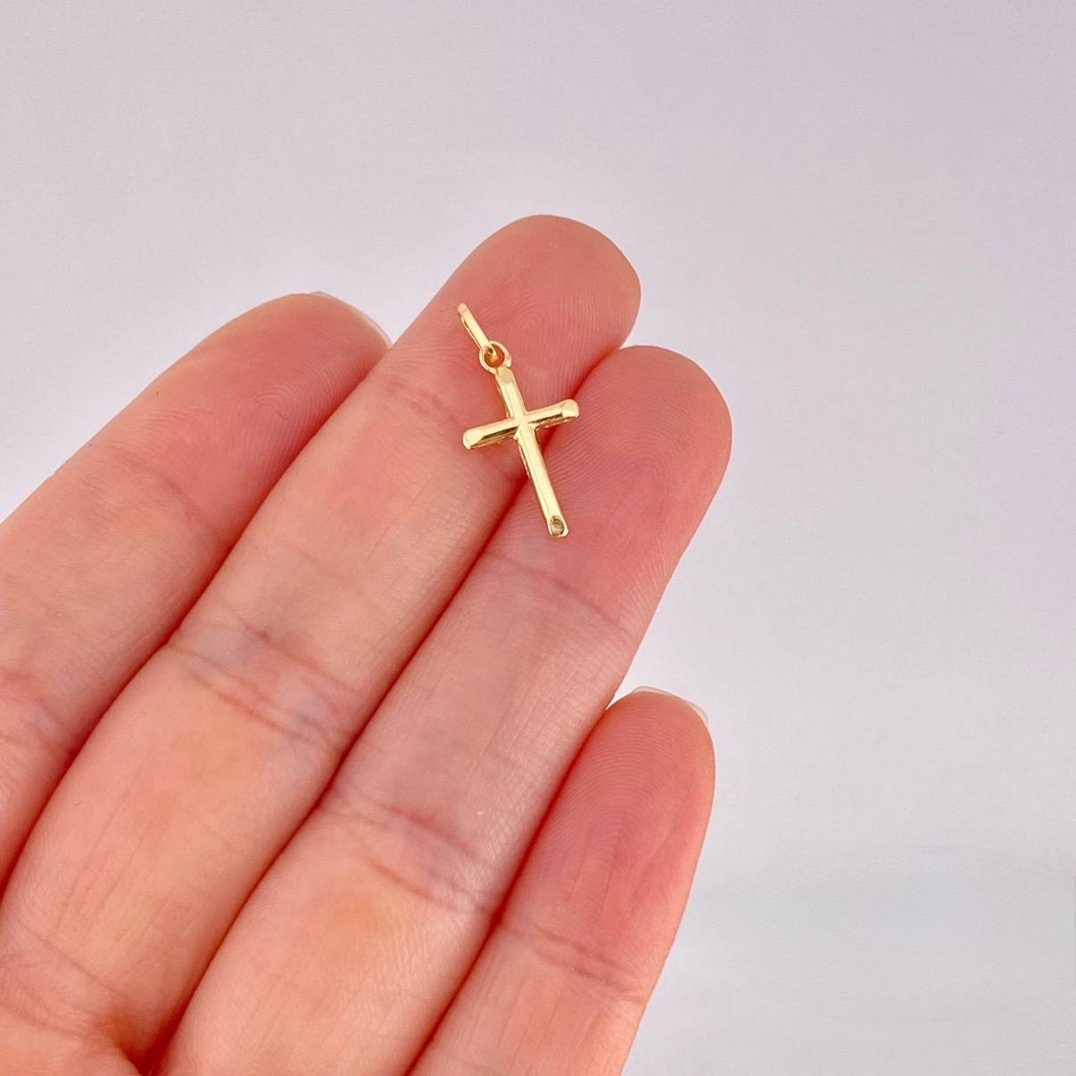 Pendant Flat-Tipped Cross 0.3g / 3/4 in 18K Yellow Gold