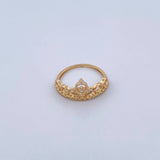 Crown Ring 2.35gr / T6 3/4 / White Zircons 18K Yellow Gold &
