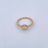 Halo Ring Solitaire Churumbela 1.8gr / T5 3/4 / White Zircons 18K Yellow Gold &