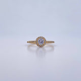 Halo Ring Solitaire Churumbela 1.8gr / T5 3/4 / White Zircons 18K Yellow Gold &