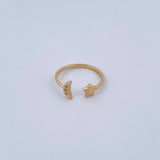 Star Moon Hug Ring 1.6gr / T6 1/4 / White Zircons 18K Yellow Gold &