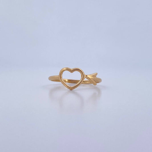 Heart Silhouette Ring 1.25gr / Size 6 1/4 / Smooth 18K Yellow Gold &