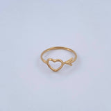 Heart Silhouette Ring 1.25gr / Size 6 1/4 / Smooth 18K Yellow Gold &