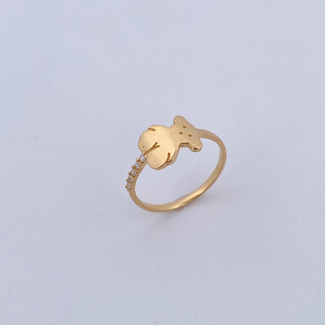 Bear Ring Ts 1.35gr / Size 5 3/4 / White Zircons 18K Yellow Gold &
