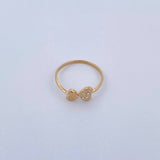 Hearts Ring 1.1gr / Size 5 3/4 / White Zircons 18K Yellow Gold &