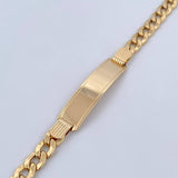 Pulso Cubano 14.35gr / 20.7cm / 6.8mm Placa Rectangular Curva Oro Amarillo +0 18K &