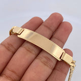 Pulso Cubano 14.35gr / 20.7cm / 6.8mm Placa Rectangular Curva Oro Amarillo +0 18K &