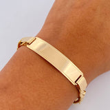 Pulso Cubano 14.35gr / 20.7cm / 6.8mm Placa Rectangular Curva Oro Amarillo +0 18K &