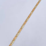 Pulso Escalera Plana 3.8gr / 19cm / 2.5mm Dimantado Tres Oros +3 18K &