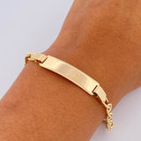 Flat Mariner Bracelet 8.3gr / 21.8cm / 4.4mm Curved Rectangular Plate Yellow Gold +3 18K &