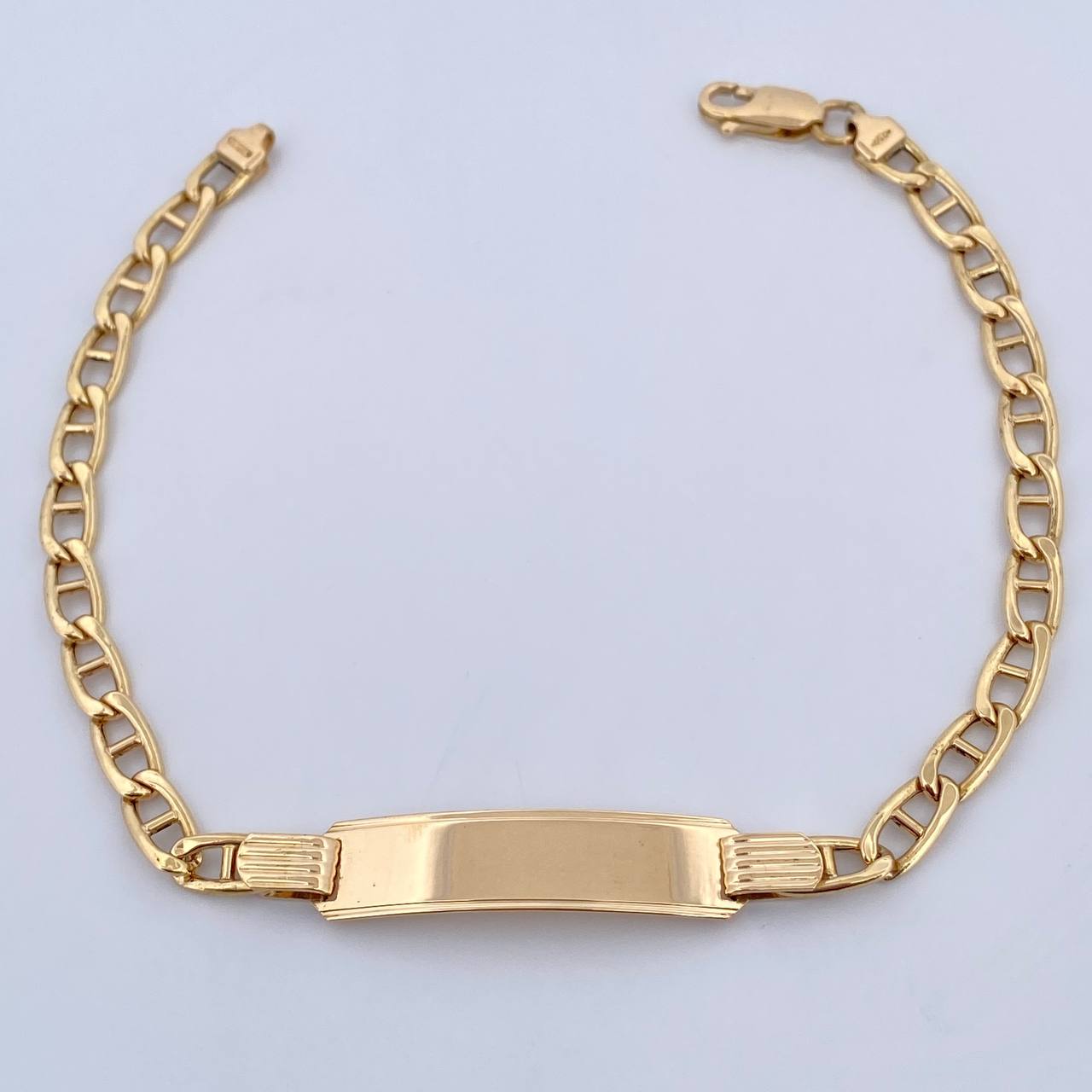 Flat Mariner Bracelet 8.3gr / 21.8cm / 4.4mm Curved Rectangular Plate Yellow Gold +3 18K &