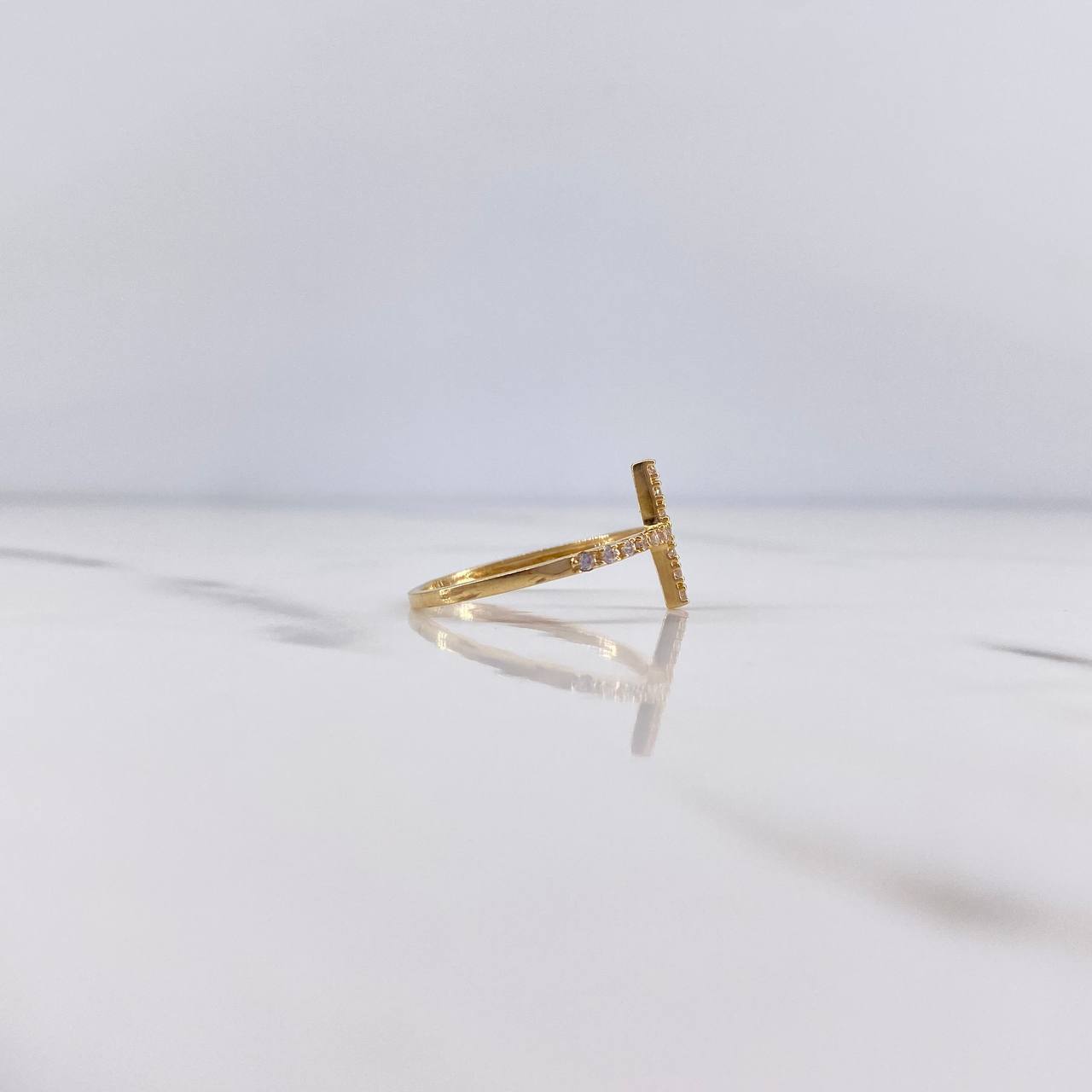 Cross Ring 1.4gr / T7 / White Zircons 18K Yellow Gold $